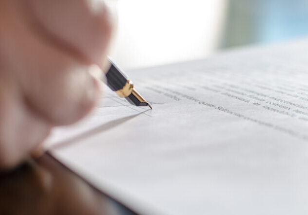 Signing of a contract, closeup